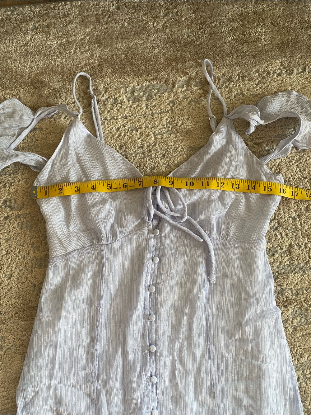 ASTR Light Blue Striped Button-Front Midi Dress Off The Shoulder Lined Rayon: M - Picture 9 of 10